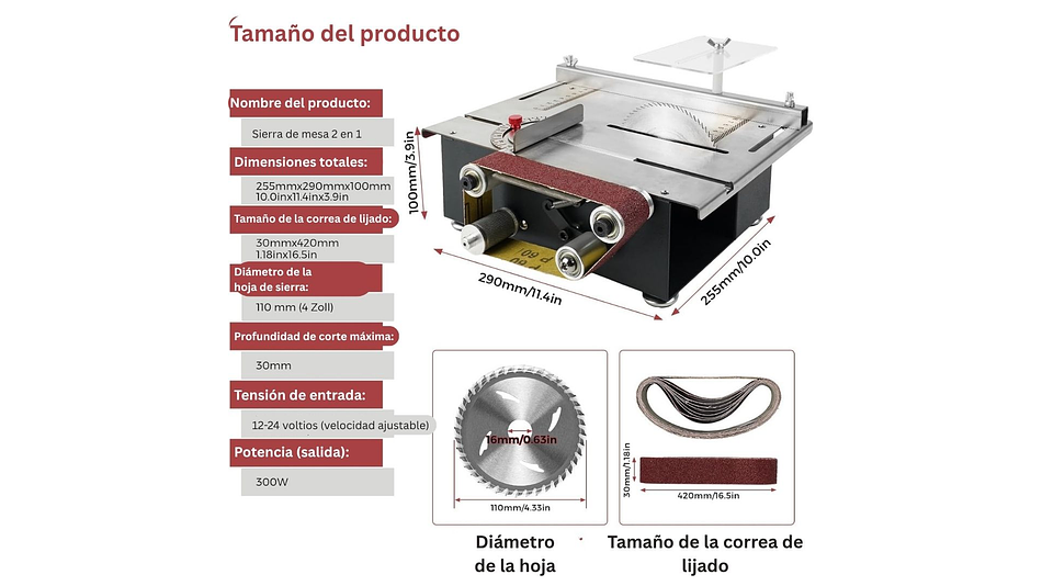 Sierra de Mesa y Lijadora de Banda 300W Twotrees | PREVENTA 10 DIC | Lijadoras 2