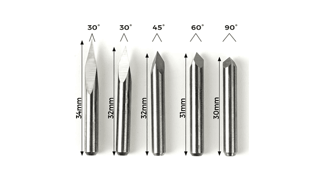 Kit 10 Brocas en V 2 x 34mm-32mm-31mm-30mm Twotrees | Accesorios CNC Router 1