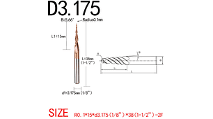 Broca Cónica de Bola de 2 Filos HRC55 3.175mm Twotrees | Accesorios CNC Router