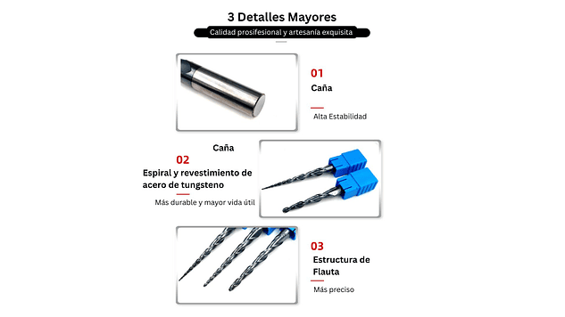 Broca Cónica de Bola de 2 Filos HRC55 3.175mm Twotrees | Accesorios CNC Router 4