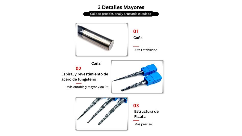 Broca Cónica de Bola de 2 Filos HRC55 3.175mm Twotrees | Accesorios CNC Router 4