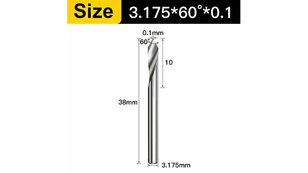 Broca de 1 Filo en Esperial 3.175mm Twotrees | Accesorios CNC Router 1