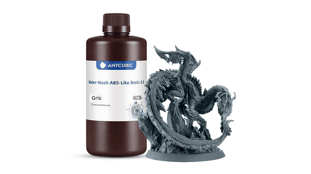 Resina Tipo ABS Like 3.0 Lavable al Agua Gris para Impresoras 3D 1000G Anycubic | Resinas 1