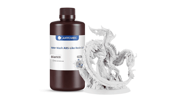 Resina Tipo ABS Like 3.0 Lavable al Agua Blanca para Impresoras 3D 1000G Anycubic | Resinas 1