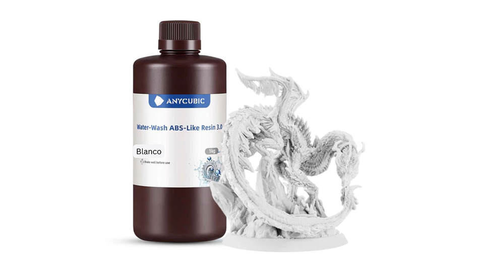 Resina Tipo ABS Like 3.0 Lavable al Agua Blanca para Impresoras 3D 1000G Anycubic | Resinas 1