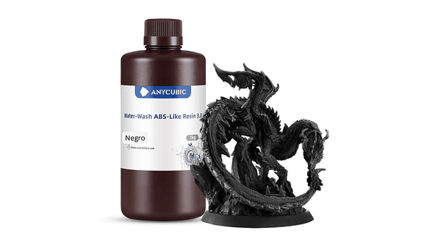 Resina Tipo ABS Like 3.0 Lavable al Agua Negra para Impresoras 3D 1000G Anycubic | Resinas 1