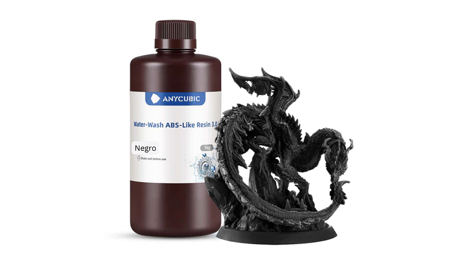 Resina Tipo ABS Like 3.0 Lavable al Agua Negra para Impresoras 3D 1000G Anycubic | Resinas 1