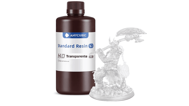 Resina V2 Estándar Transparente para Impresoras 3D 1000g Anycubic | Resinas 1