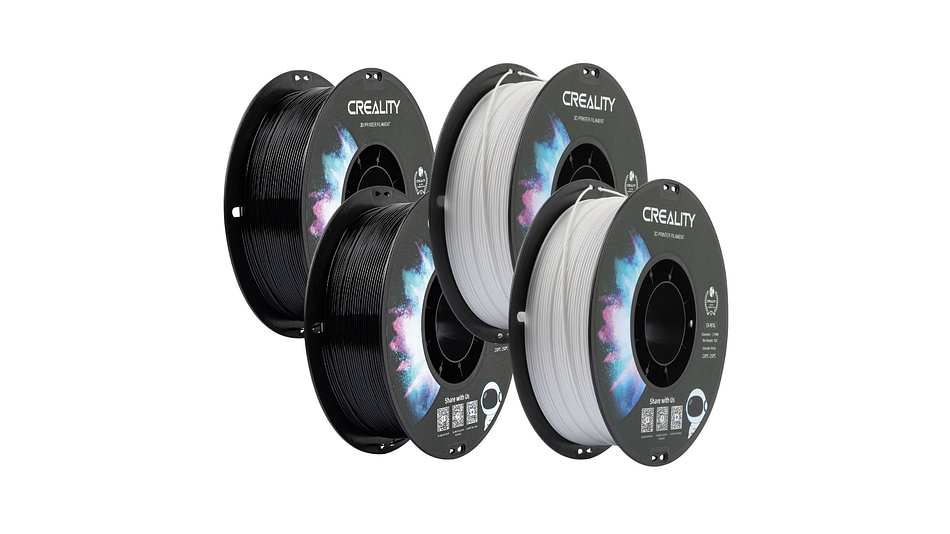 Pack Filamentos PETG 2 Negros y 2 Blancos 1kg Creality Pack Listo | Filamentos 1