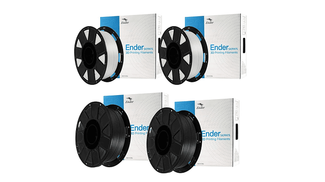 Pack Filamentos PLA 2 Negros y 2 Blancos 1kg Ender Pack Listo | Filamentos 1