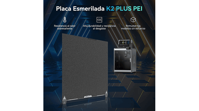 Pei Escarchado K2 Plus 370x370mm Creality | Repuestos 3D 3