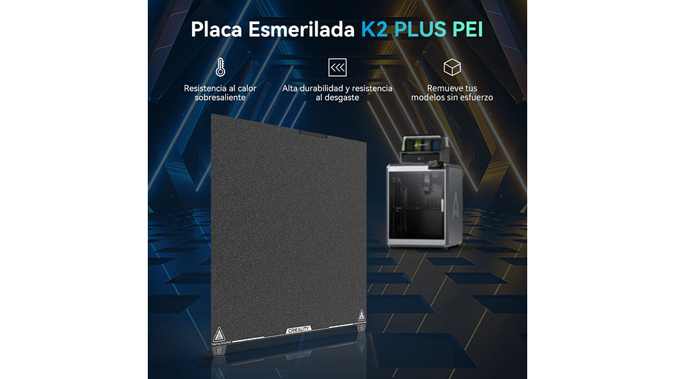 Pei Escarchado K2 Plus 370x370mm Creality | Repuestos 3D 3