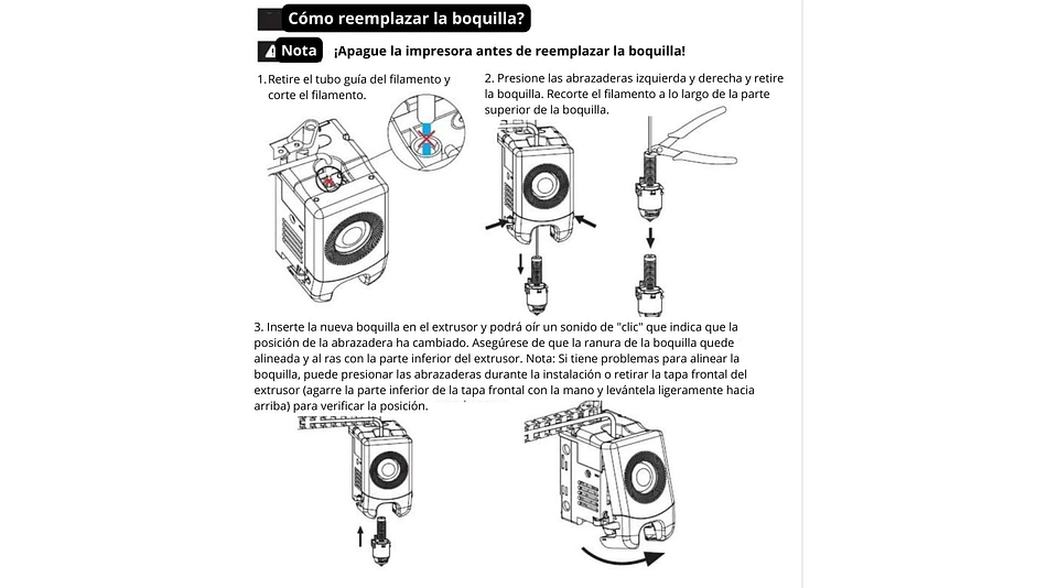 Hotend AD5M / AD5M Pro Boquilla Acero Endurecida 0.8mm Flashforge | Repuestos 3D 6