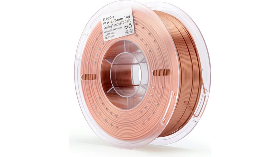 Filamento PLA Silk o Seda Cobre Rojo 1kg Elegoo | Filamentos 1