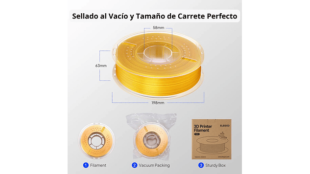 Filamento PLA Silk o Seda Cobre 1kg Elegoo | Filamentos 3