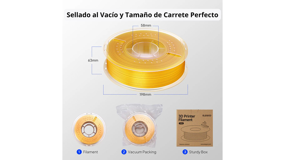 Filamento PLA Silk o Seda Cobre 1kg Elegoo | Filamentos 3