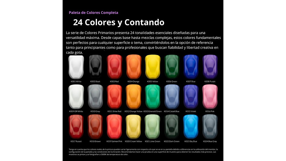 Pintura Acrílica Negra Primario Brillante Gloss 20ML K002  Kaleido | Para Aerógrafos 8