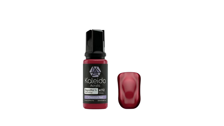 Pintura Acrílica Roja Castaño Brillante Gloss Mecha 20ML K112 Kaleido | Para Aerógrafos 1