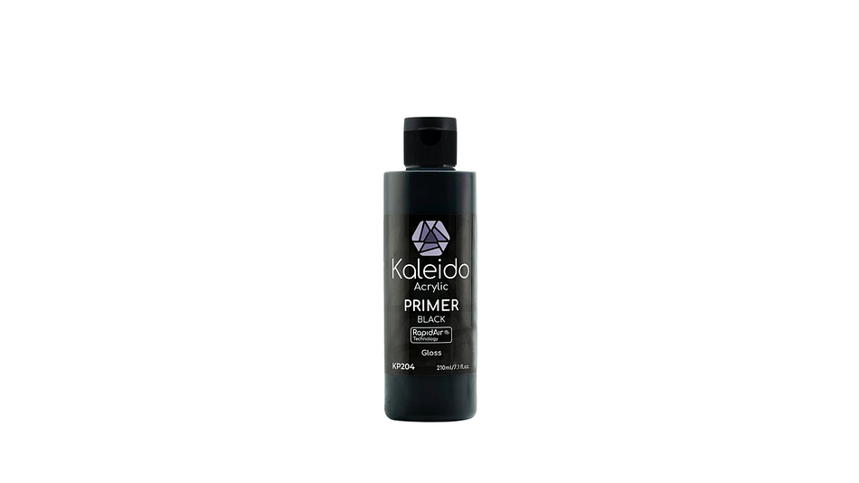 Pintura Acrílica Negra Primer Brillante Gloss 210ML KP204 Kaleido | Para Aerógrafos 1