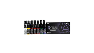 Pintura Acrílica Set 12 Colores Primarios Brillante Gloss 20ML, Más Disolvente y Limpiador 20ML Kaleido | Para Aerógrafos