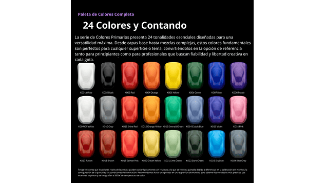 Pintura Acrílica Set 12 Colores Primarios Brillante Gloss 20ML, Más Disolvente y Limpiador 20ML Kaleido | Para Aerógrafos 6