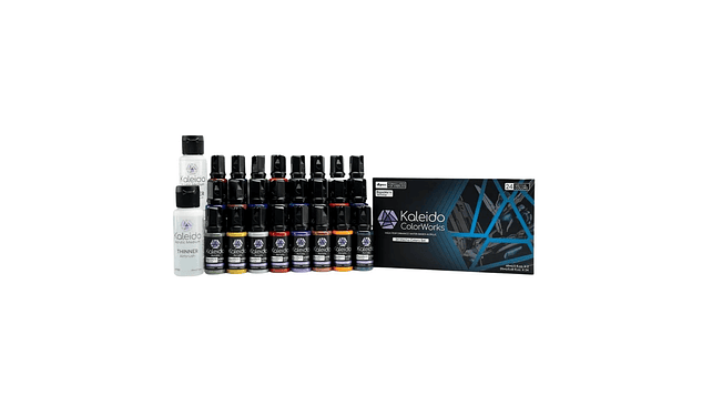 Pintura Acrílica Set 24 Colores Mecha 20ML, Más Disolvente y Limpiador 60ML Kaleido | Para Aerógrafos 1