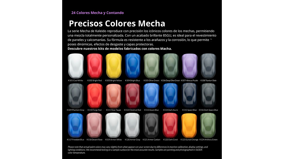 Pintura Acrílica Set 24 Colores Mecha 20ML, Más Disolvente y Limpiador 60ML Kaleido | Para Aerógrafos 9