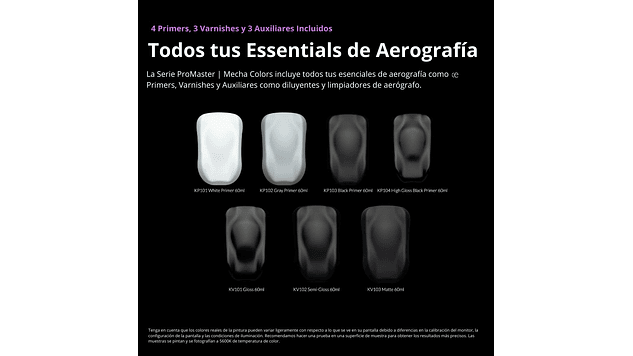 Pintura Acrílica Set Promaster 48 Colores Mecha, Más Disolvente y Limpiador 210ML Kaleido | Para Aerógrafos 3