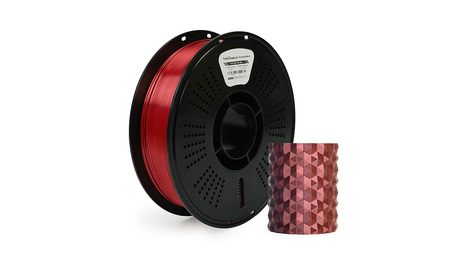 Filamento PLA Seda Tricolor Oro, Rojo y Negro 1kg TODOTONER.CL | Filamentos 2