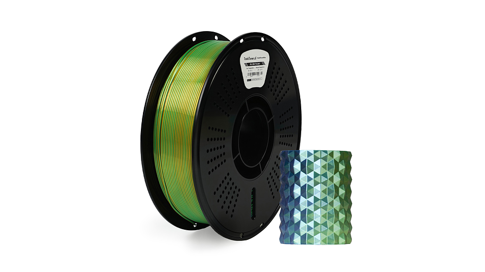 Filamento PLA Seda Tricolor Oro, Verde y Azul 1kg TODOTONER.CL | Filamentos 3