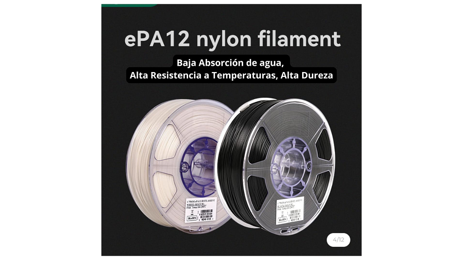 Filamento PA12-CF Negro Fibra de Carbón + Nylon 1kg Esun | Filamentos 2