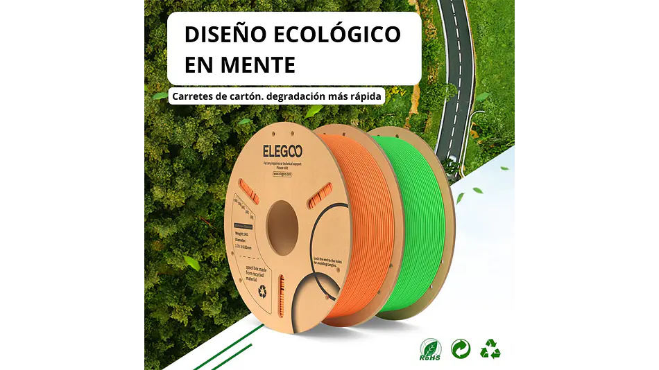 Filamento PLA Negro 3kg Elegoo | Filamentos 7
