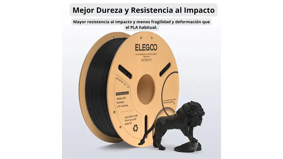 Filamento PLA+ Negro 3kg Elegoo | Filamentos 2