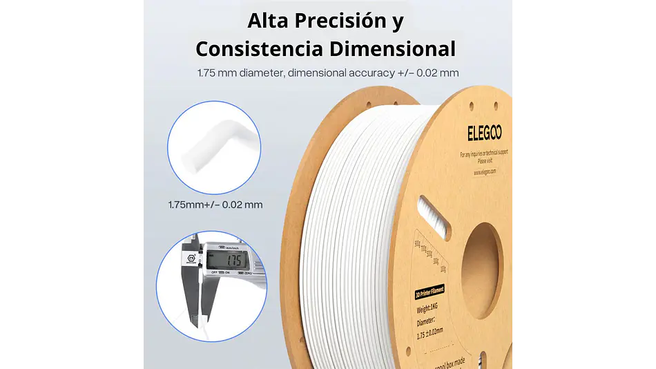 Filamento PLA+ Blanco 3kg Elegoo | Filamentos 3