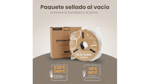 Filamento PETG Alta Velocidad Negro 1kg Elegoo | Filamentos 5