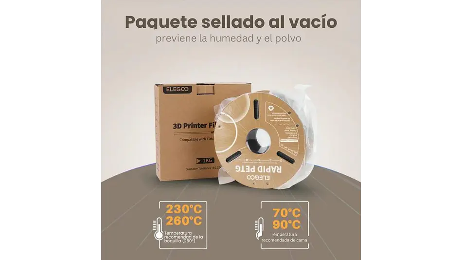 Filamento PETG Alta Velocidad Negro 3kg Elegoo | Filamentos 5