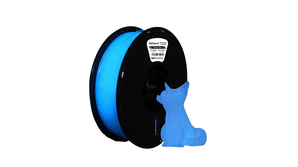 Filamento PLA+ Glitter Brilla en Oscuridad Azul Misterio 1kg TODOTONER.CL | Filamentos 1