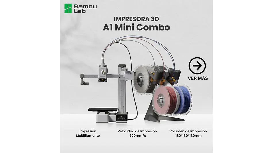 A1 Mini Combo Multifilamento Seminueva Bambu Lab | Tamaño Imp 180×180×180 mm³ | Impresora 3D |  4