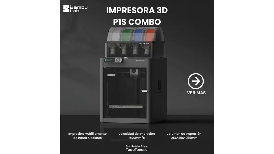 P1S Combo Multifilamento Seminueva PREVENTA 12 AGOSTO APROX Bambu Lab | Tamaño Imp 256×256×256 mm³ | Impresora 3D |  6