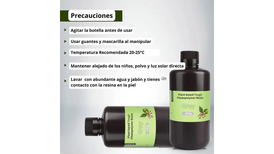Resina Ecológica Base Plantas Gris 1KG Elegoo | Resinas 3