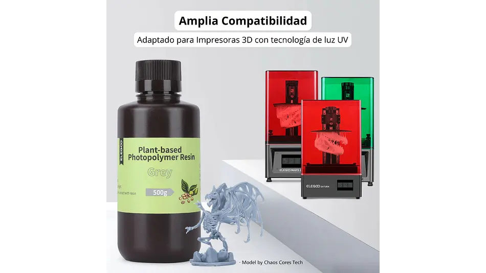 Resina Ecológica Base Plantas Gris 1KG Elegoo | Resinas 4