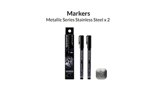 Marcador Acrílico Metálico Acero Inoxidable - Pack x 2 | Marca GaahIeri