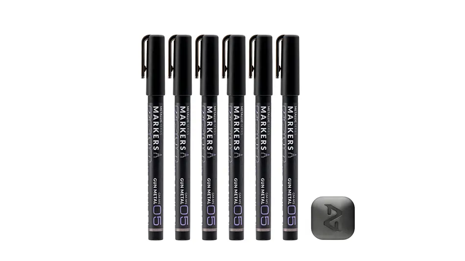 Marcador Metálico Gris Metalizado Pack x6  | Marca GaahIeri 1