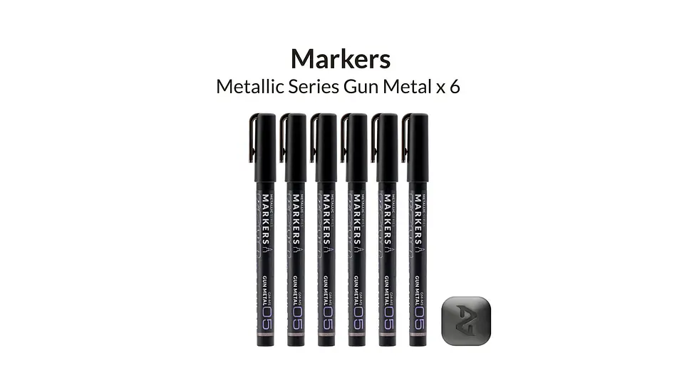 Marcador Metálico Gris Metalizado Pack x6  | Marca GaahIeri 2