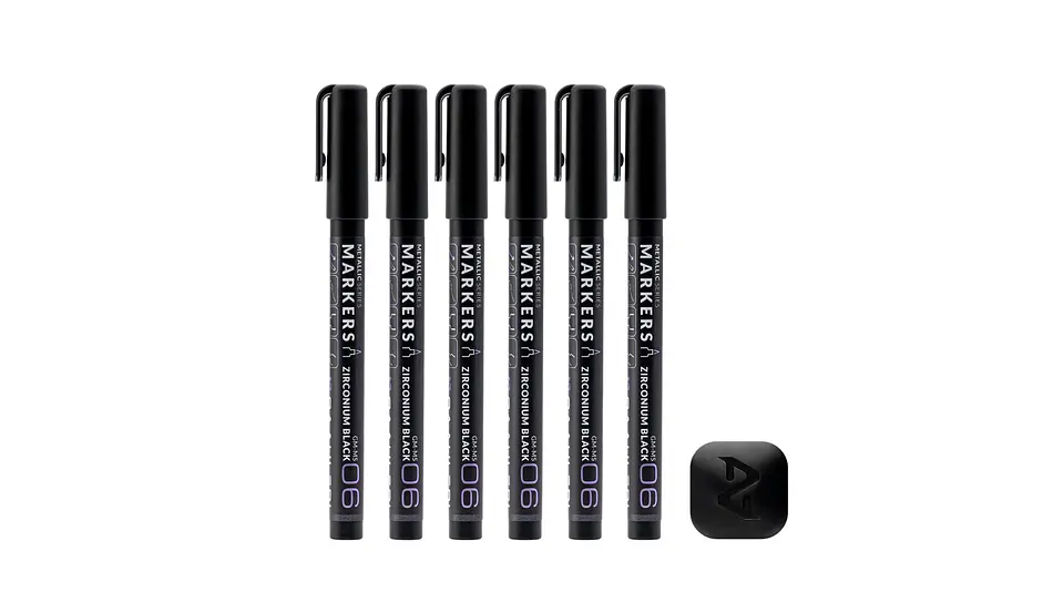 Marcador Acrílico Zirconio Negro Metálico - Pack x 6 | Marca GaahIeri 1