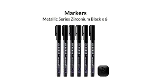 Marcador Acrílico Zirconio Negro Metálico - Pack x 6 | Marca GaahIeri