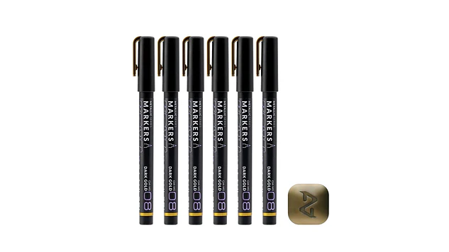 Marcador Acrílico Metálico Oro Oscuro - Pack x 6 | Marca GaahIeri 1