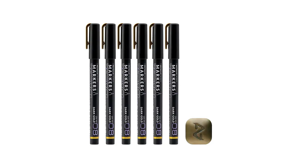 Marcador Acrílico Metálico Oro Oscuro - Pack x 6 | Marca GaahIeri 1