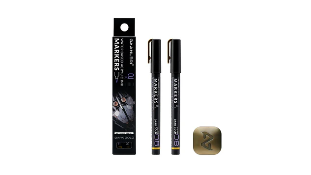 Marcador Acrílico Metálico Oro Oscuro - Pack x 2 | Marca GaahIeri 1