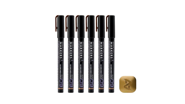 Marcador Acrílico Metálico Oro Quemado - Pack x 6 | Marca GaahIeri 1
